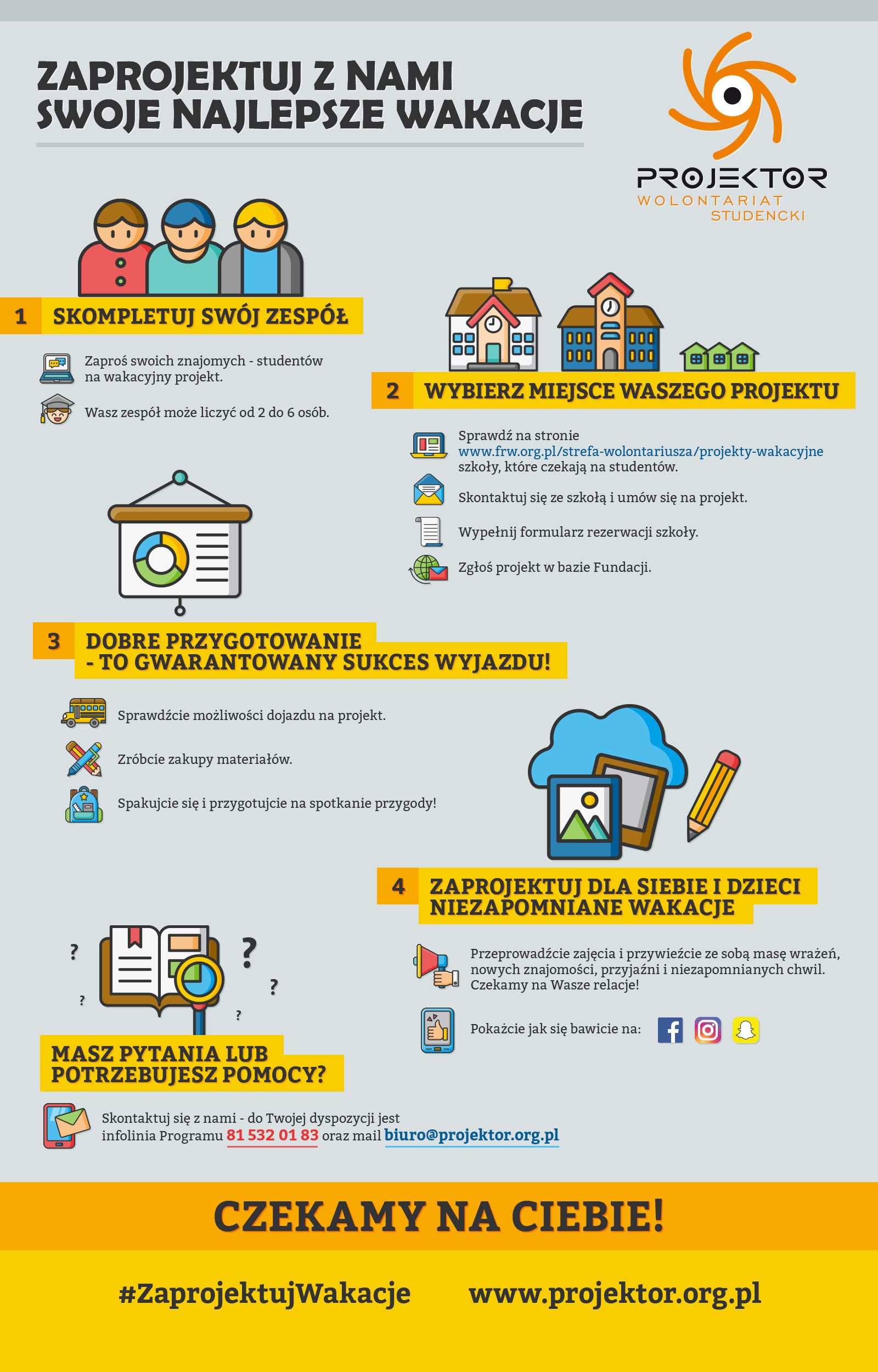 Projektor infografika wakacje dla studenta